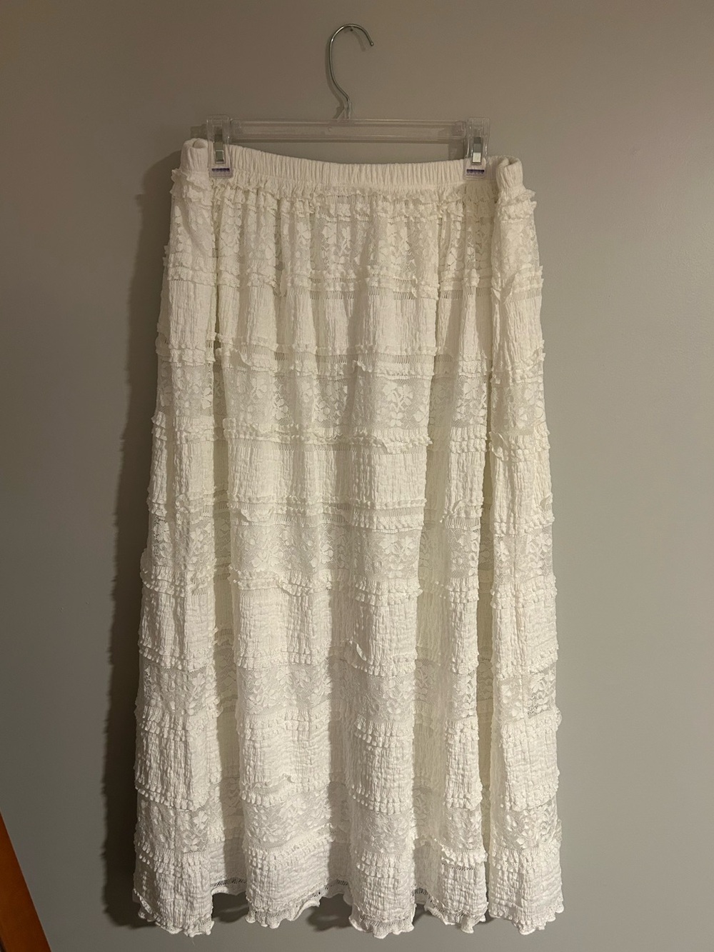 White Lace Tiered Maxi Skirt | Boho Cottagecore Prairie Romantic - Size 2X - Picture 3 of 6
